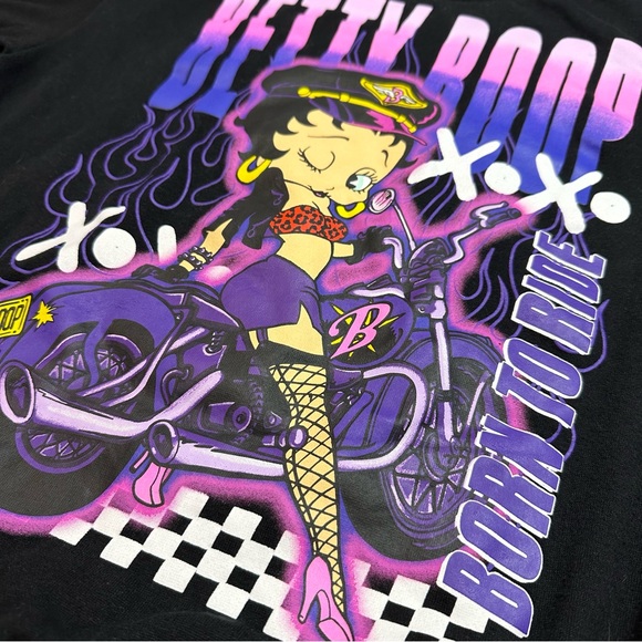 Betty Boop Black “Born to Ride” Sweatshirt, Small - Picture 2 of 7